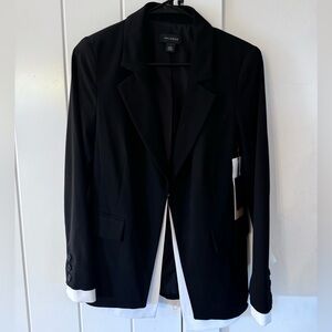 Halogen Black and White Color Block Open Front Blazer